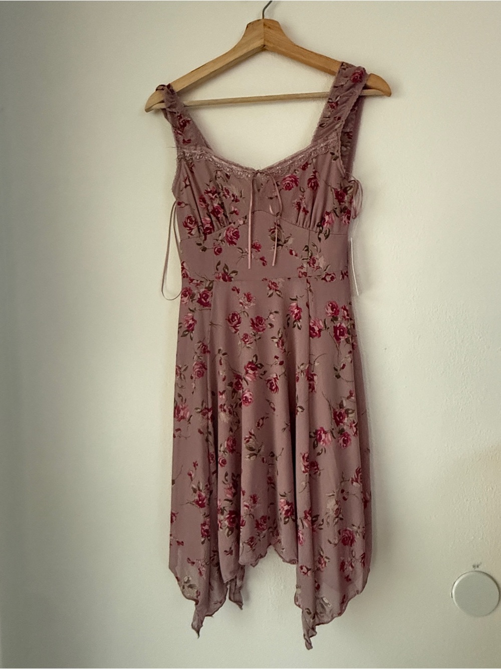 NWT Kirious Pink Floral Feminine Coquette Lace Women’s Sundress Y2K Cute Dress S